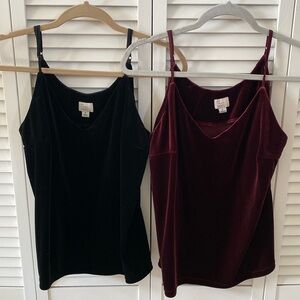 “Velvet looking” camisoles perfect under a cardigan or blazer.